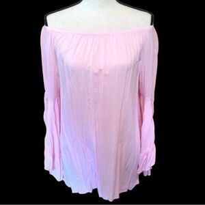 Fever Pretty in Pink Bell Sleeve Blouse Peasant Top